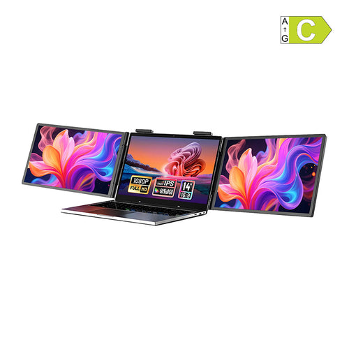 Zeuslap ZB14 - Double écran portable 14 pouces Full HD IPS USB-C : double écran portable Zeuslap ZB14 déployé sur un ordinateur portable