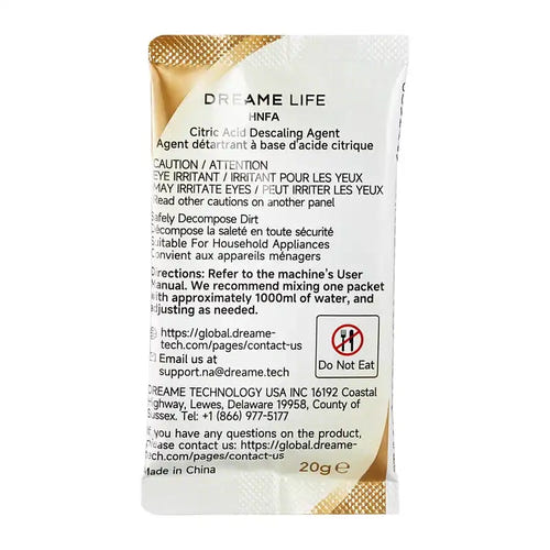 Dreame HNFA - Détartrant pour nettoyeur vapeur N20 Steam (12 x 20 g) : conditionnement en 12 dosettes de 20 g