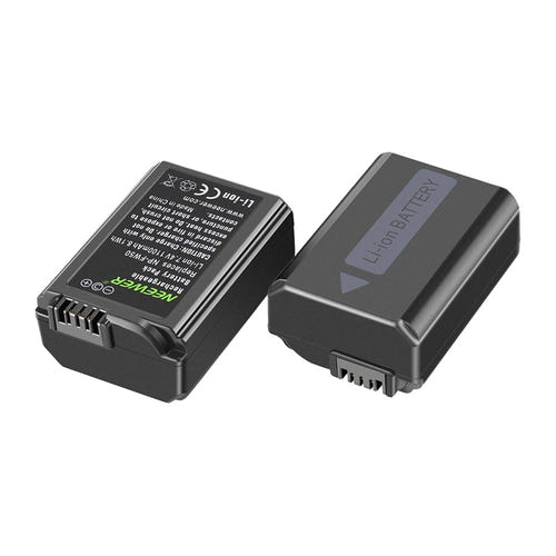 Neewer NP-FW50 - Kit de 2 batteries 1100 mAh et chargeur double pour Sony : chargeur double avec les deux batteries en place