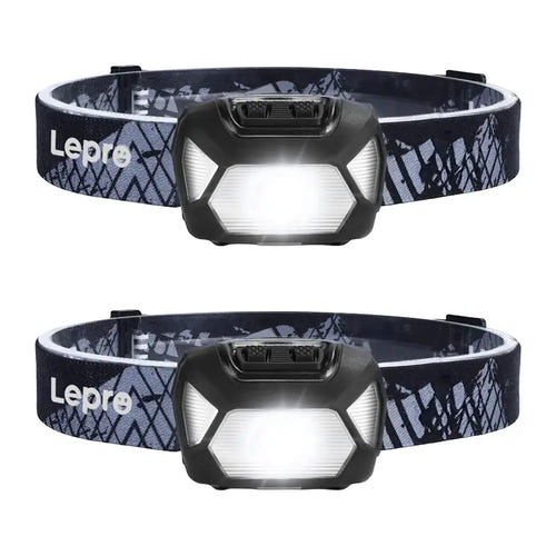 Lepro - Lot de 2 lampes frontales à piles, 1300 lux