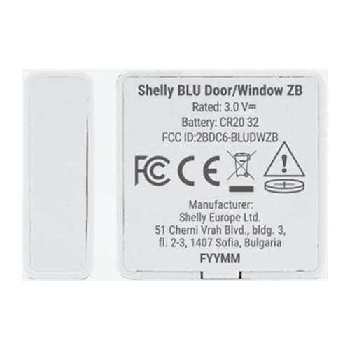 Shelly BLU Door/Window ZB - Capteur d'ouverture Zigbee et Bluetooth : logement de la pile CR2032