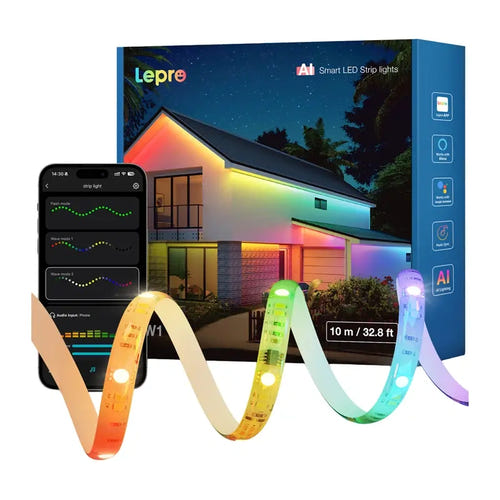 Lepro SW1 - Ruban LED RGBIC connecté extérieur IP65 de 10 m : terrasse soulignée par le ruban LED