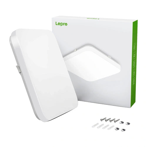 Lepro 150006 - Plafonnier LED 24 W, 2400 lm, 5000 K, IP44 : appartement avec terrasse éclairé au plafond