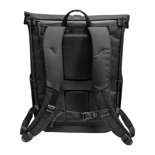 Tomtoc Navigator-T61 - Sac à dos roll-top 25-30 L pour portable 17,3 pouces : sac fixé sur la poignée d'une valise