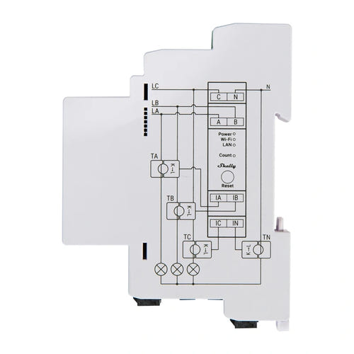 Shelly Pro 3EM 120A Matter - Compteur d'énergie triphasé rail DIN : compteur intégré à une installation existante