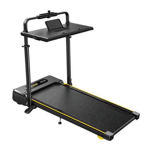 ACEZOE P20 - Tapis de course pliable 3 en 1, noir et jaune : vue avant