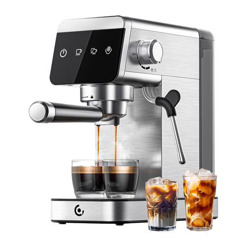 AMZCHEF CE-AZ-EM1501-SV - Machine à expresso 20 bars avec buse vapeur, argent