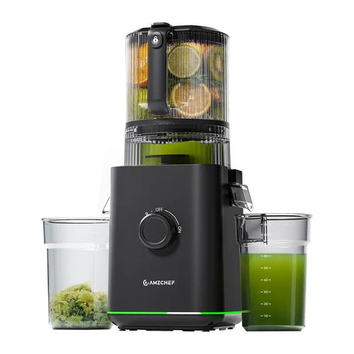 AMZCHEF CE-ZM1919 - Extracteur de jus 3 en 1 à vis lente, noir : vertical noir profil