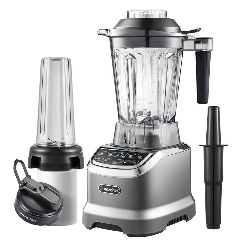 AMZCHEF ZM5003-GA - Blender de comptoir 1,85 l avec bouteille nomade, gris - visuel 1