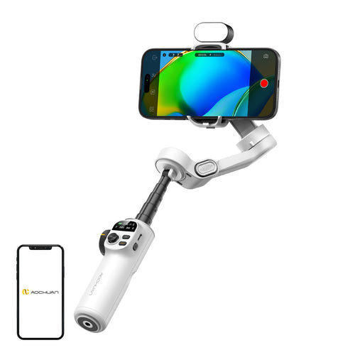 AOCHUAN X2 RGB - Stabilisateur 3 axes avec module lumineux (blanc) (vue 1)