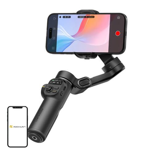 AOCHUAN X2 - Stabilisateur 3 axes avec bras de 20 cm pour smartphone (noir) : standard noir