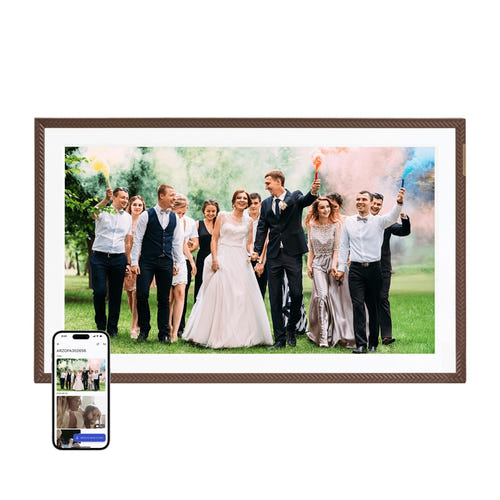 ARZOPA D156 - Cadre photo numérique 15,6 pouces Full HD, brun foncé : diaporama plein écran