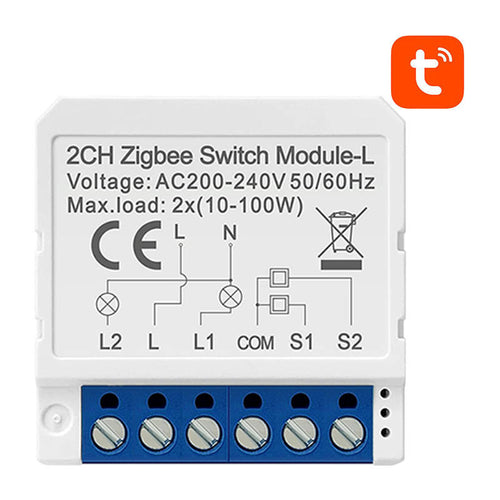 AVATTO LZWSM16-W2 - Module interrupteur ZigBee 2 canaux sans fil neutre : deux voies sans neutre