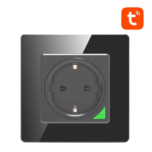 AVATTO N-WOT10-EU-B - Prise murale connectée Wi-Fi 16 A verre trempé, noire