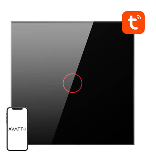 AVATTO TS02-EU-B1 - Interrupteur tactile connecté Wi-Fi 1 voie, noir