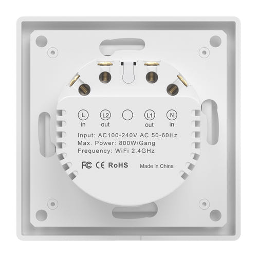 AVATTO TS20-EU-W2 - Interrupteur tactile connecté Wi-Fi 2 voies : témoins lumineux nuit