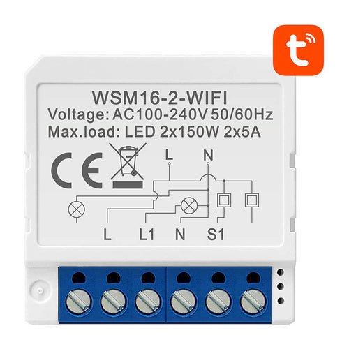 AVATTO WSM16-W2 - Module interrupteur connecté Wi-Fi 2 canaux, 2 × 150 W : WiFi deux canaux