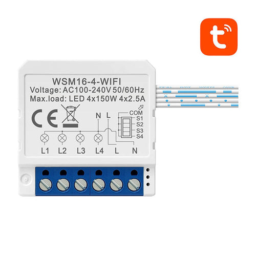AVATTO WSM16-W4 - Module interrupteur connecté Wi-Fi 4 canaux, 4 × 150 W : WiFi quatre canaux