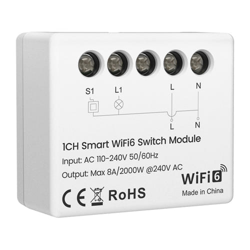 AVATTO WSM20-W1 - Module interrupteur connecté Wi-Fi 6 avec mesure d'énergie : format 34 mm boîte