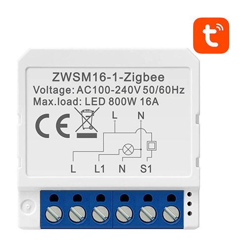 AVATTO ZWSM16-W1 - Module interrupteur ZigBee 1 canal, 800 W / 16 A
