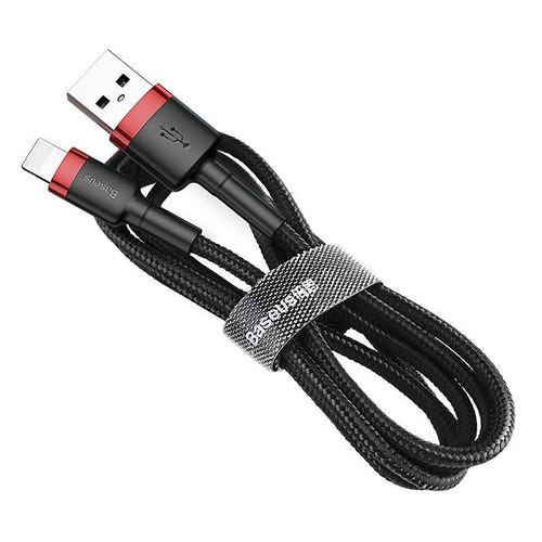 Baseus Cafule - Câble USB vers Lightning 1,5 A, 2 m, noir et rouge : embout aluminium Lightning
