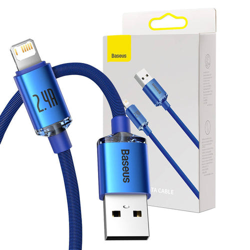 Baseus Crystal Shine - Câble USB vers Lightning 1,2 m 2,4 A (bleu) (vue 1)