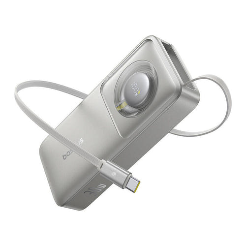 Baseus Free2Pull OS - Batterie externe 10 000 mAh 30 W avec câble (gris) : rétractable USB-C