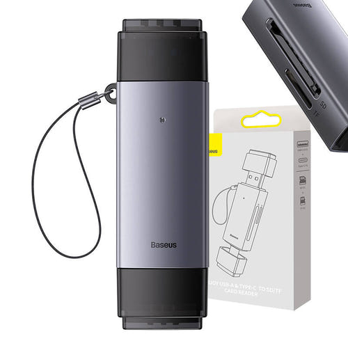 Baseus Lite - Lecteur de cartes SD/TF, USB + USB-C (gris) (vue 1)