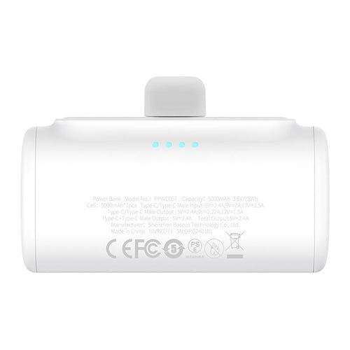 Baseus Compact - Batterie externe 5000 mAh 20 W à connecteur USB-C intégré, blanche - visuel 2