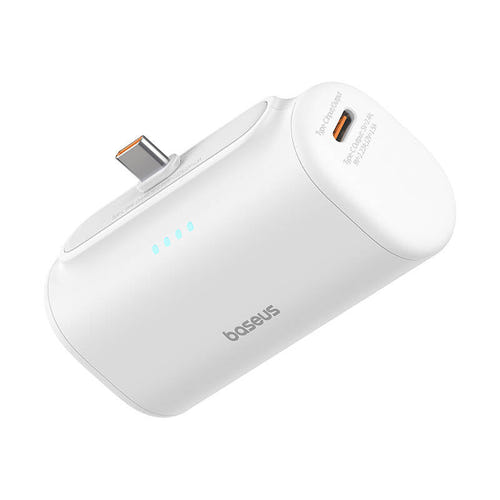 Baseus Compact - Batterie externe 5000 mAh 20 W à connecteur USB-C intégré, blanche - visuel 3