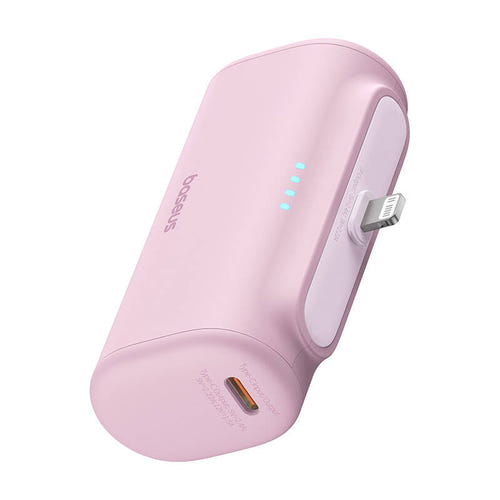 Baseus OS Compact IP - Batterie externe 5000 mAh 20 W à connecteur Lightning intégré, rose