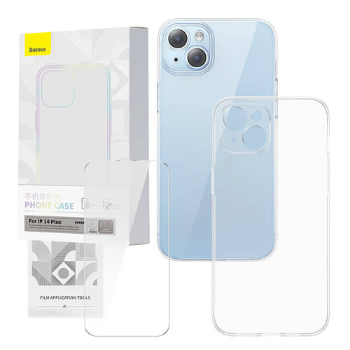 Baseus Corning - Coque transparente et verre trempé 9H pour iPhone 14 Plus : pack coque verre iPhone 14 plus