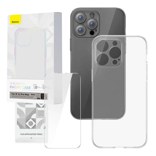 Baseus Corning - Coque transparente et verre trempé 9H pour iPhone 12 Pro Max : set coque verre iPhone 12 Pro max