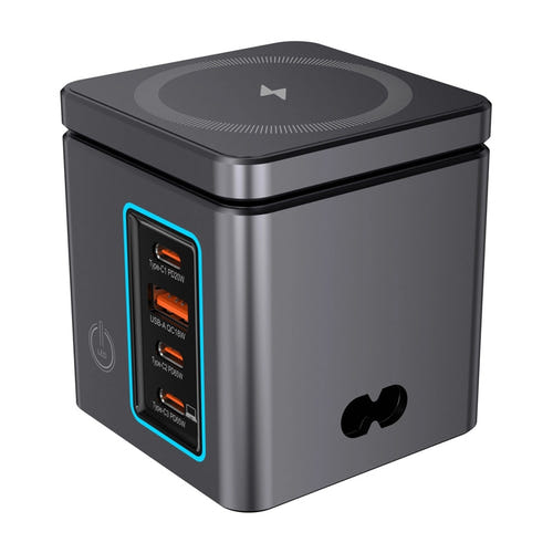 BlitzWolf BW-i113 Max - Chargeur secteur GaN 105 W, 4 ports et 2 zones à induction : trois ports USB-C et USB-A