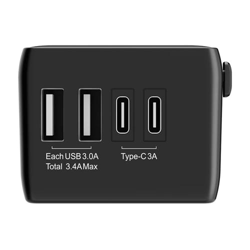BlitzWolf BW-TA1 - Adaptateur de voyage universel 4 en 1, USB-C PD 20 W : quatre ports USB PD