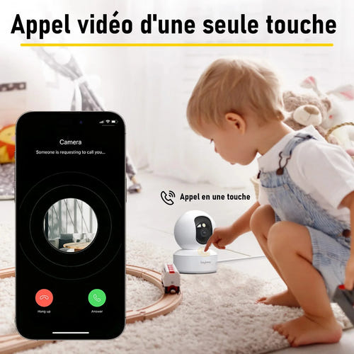BoyKeep Caméra IP 3 MP - babyphone Wi-Fi à suivi automatique, version USB : surveillance dôme blanc intérieur