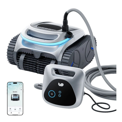Bublue BuHybrid L6 - Robot de piscine hybride filaire et sans fil, bassins jusqu'à 150 m²