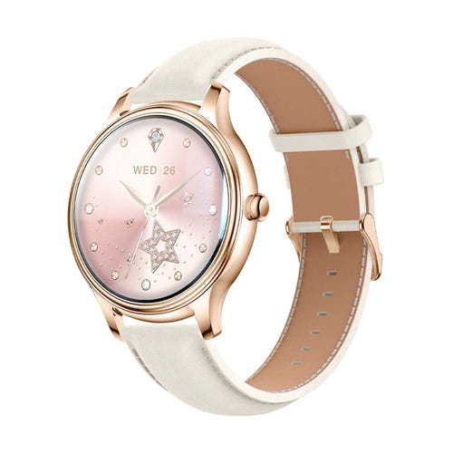 COLMi L28 - Montre connectée AMOLED 1,32 pouce, or, bracelet cuir doré : dorée cuir