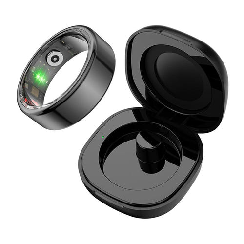 COLMi R02 - Bague connectée taille 11 (diamètre 20,3 mm, noir, avec boîtier de charge) : large