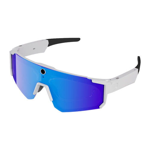 COLMi V06 - Lunettes de sport audio IA (blanc, verres bleus) : monture blanche sport