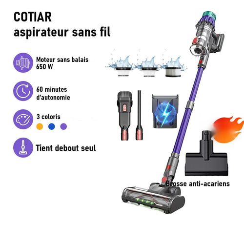 COTIAR V22 Violet - aspirateur balai sans fil 650 W, 55 kPa, batterie amovible - visuel 1