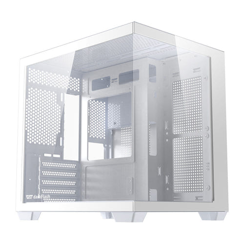 darkFlash - Boîtier PC B275 panoramique (blanc, sans ventilateurs) : vue ensemble