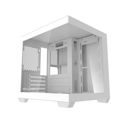 darkFlash - Boîtier PC C275P mini tour panoramique (blanc, sans ventilateurs) : vue ensemble