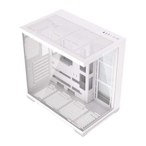 darkFlash - Boîtier PC C280 E-ATX panoramique (blanc, sans ventilateurs) : panoramique