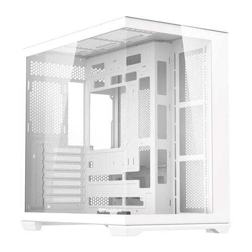 darkFlash - Boîtier PC C280 E-ATX panoramique (blanc, sans ventilateurs) : vue ensemble