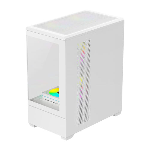 darkFlash - Boîtier PC C365 mini tour panoramique + 5 ventilateurs (blanc) : intérieur