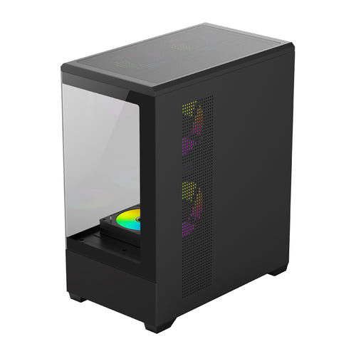 darkFlash - Boîtier PC C365 mini tour panoramique + 5 ventilateurs (noir) : intérieur