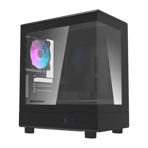 darkFlash - Boîtier PC DB330M compact + 3 ventilateurs ARGB (noir) : vue ensemble
