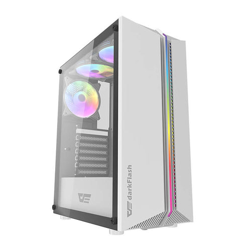 darkFlash - Boîtier PC DK151 LED façade ARGB + 3 ventilateurs RGB (blanc) : vue ensemble