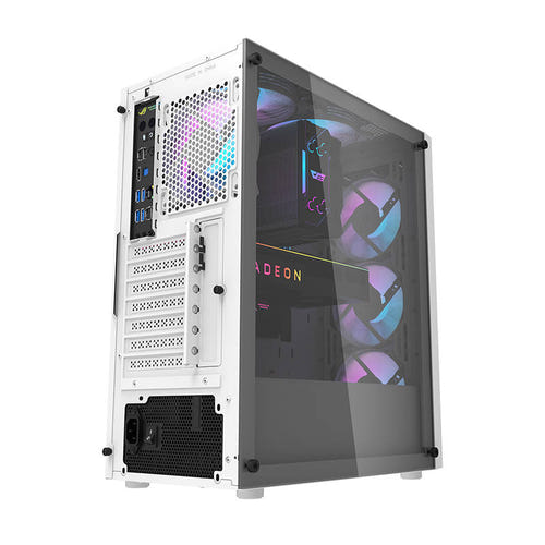 darkFlash - Boîtier PC DK351 + 4 ventilateurs ARGB CL6 (blanc) : intérieur